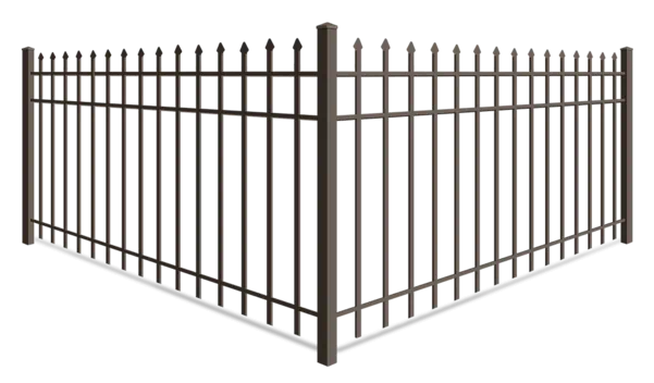 Pressed point spear top aluminum fence with 3 rails