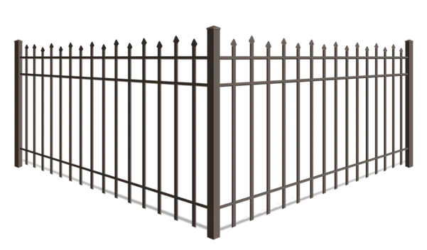 Staggered Pressed point spear top aluminum fence with 3 rails