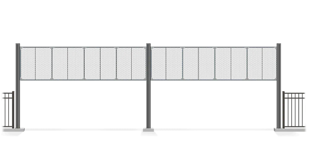 Automated chain link Vertical Lift gate in open position