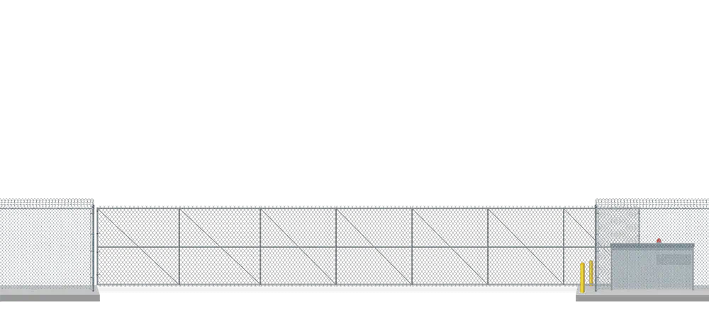 Automated chain link Vertical Pivot gate in closed position