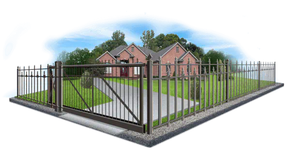 Automated estate gate surrounding a house