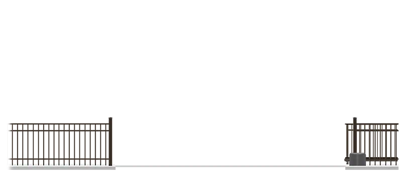 Automated Metal V-Track gate  in open position