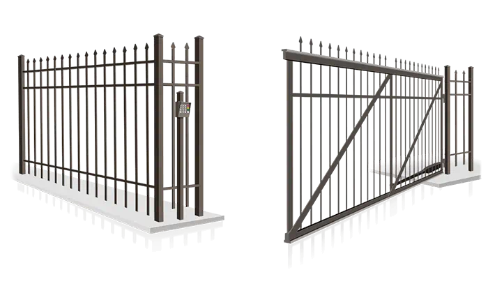 Steel gate with automated swing doors