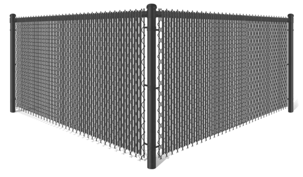 Black Chain Link fence with black privacy slats