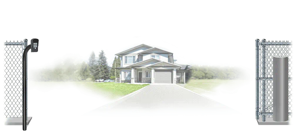 Chain Link sliding estate gate in open position