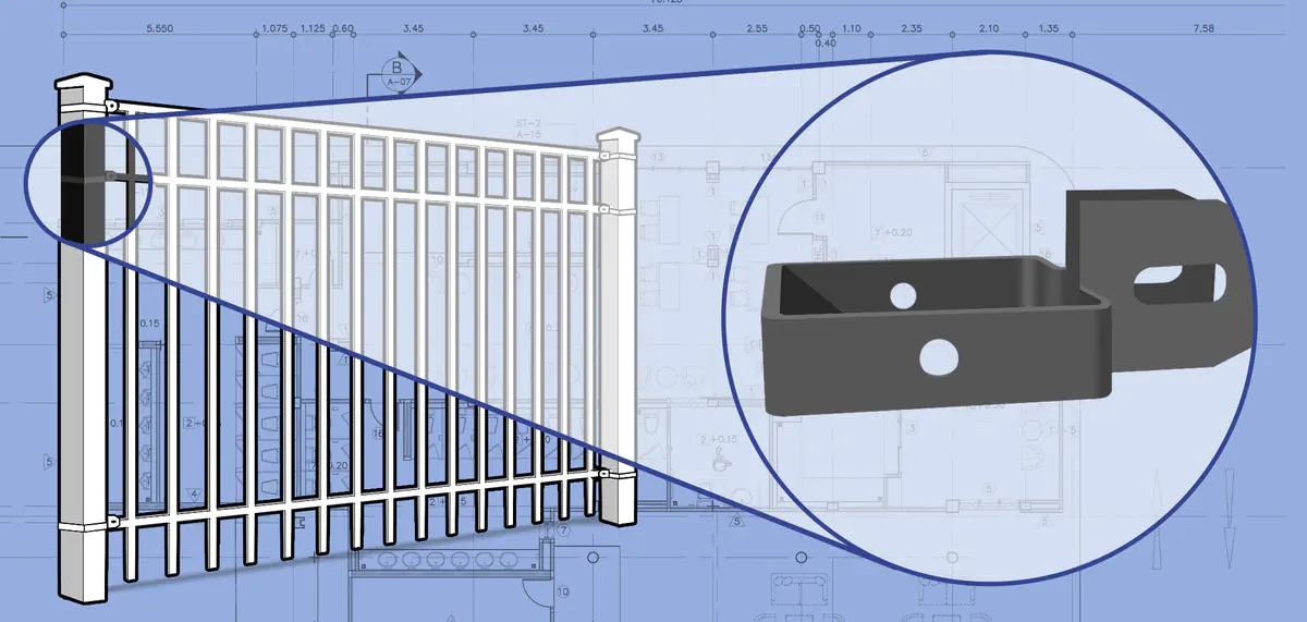 Close up view of Commercial Aluminum fence Brackets