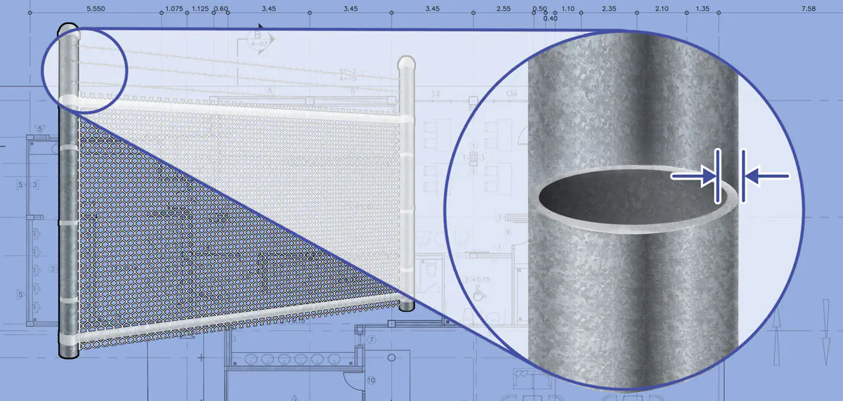 Close up view of Commercial Chain Link fence Posts