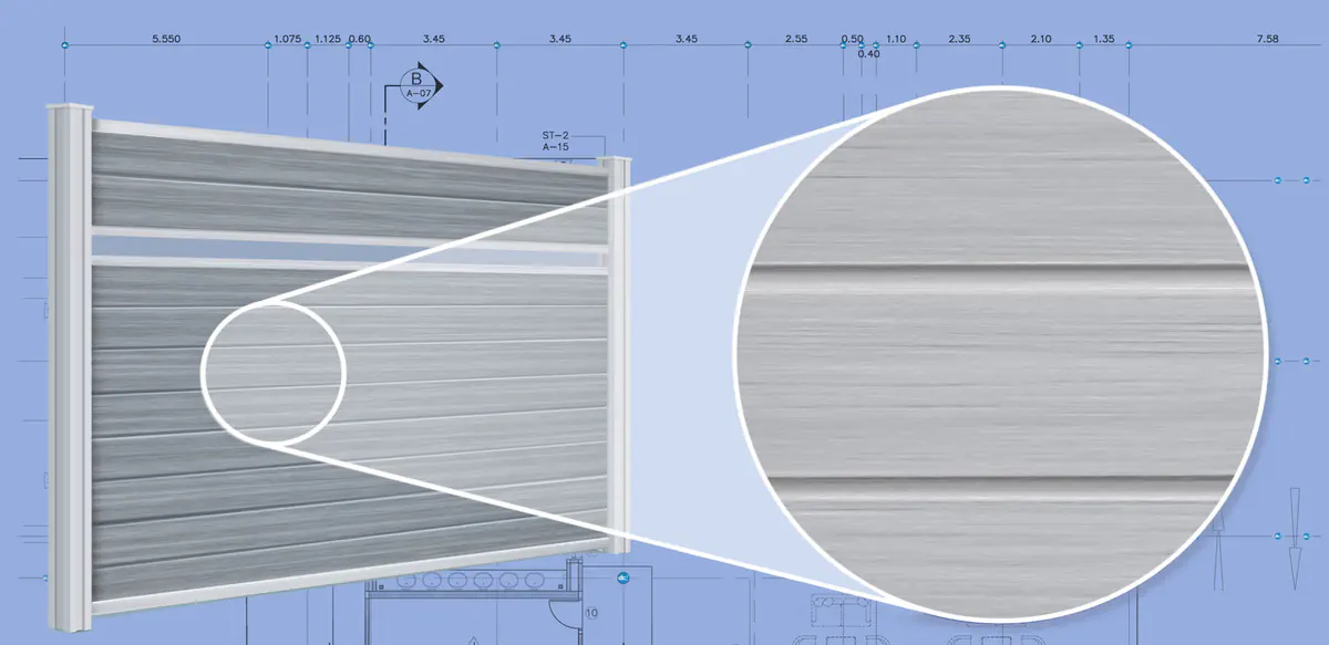 Close up view of Composite fence Infill