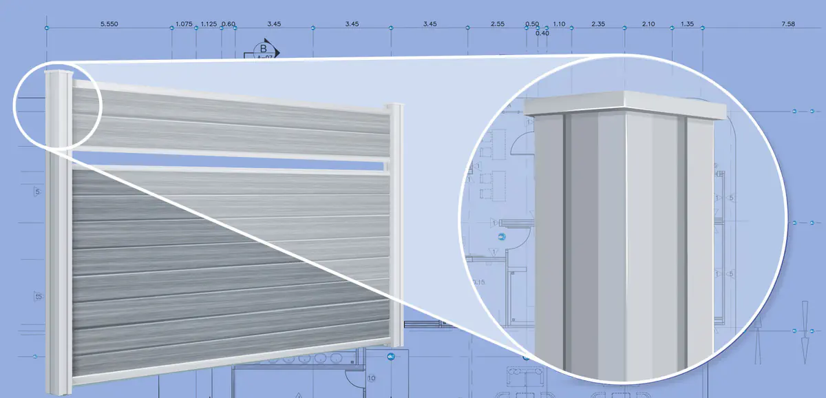 Close up view of Composite fence Posts
