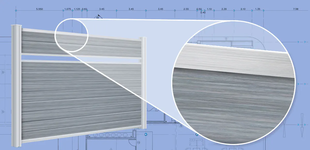 Close up view of Composite fence Rails