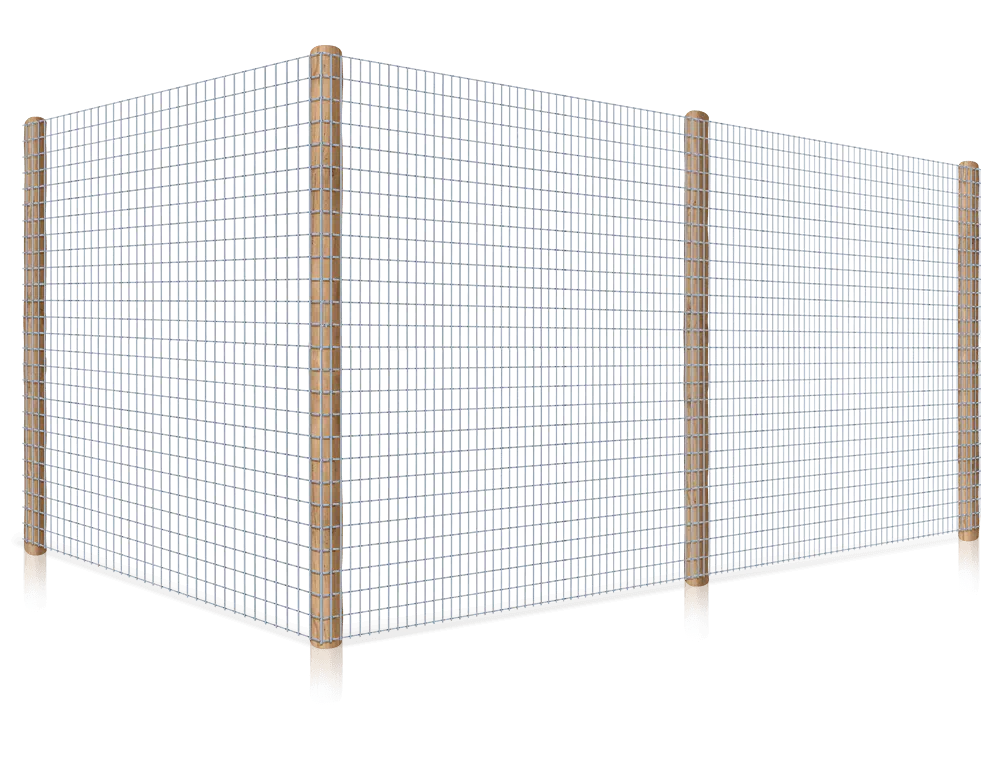 8 foot deer fence with wire mesh and wood posts