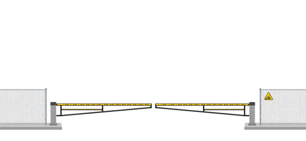 Automated Barrier swing gate  in closed position