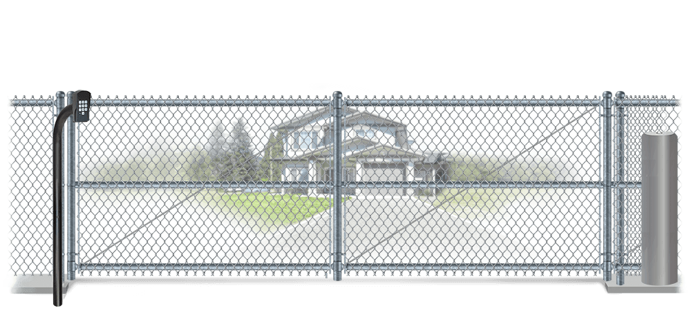Chain Link sliding estate gate in closed position