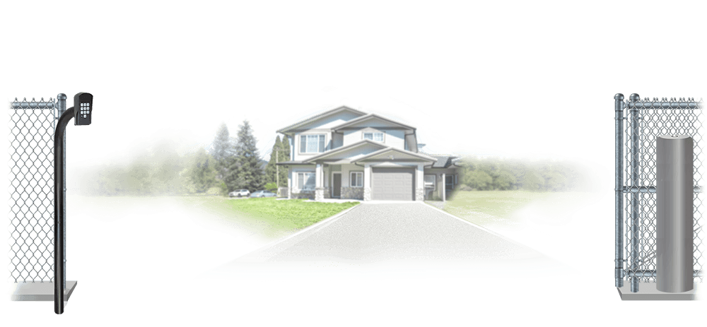 Chain Link sliding estate gate in open position