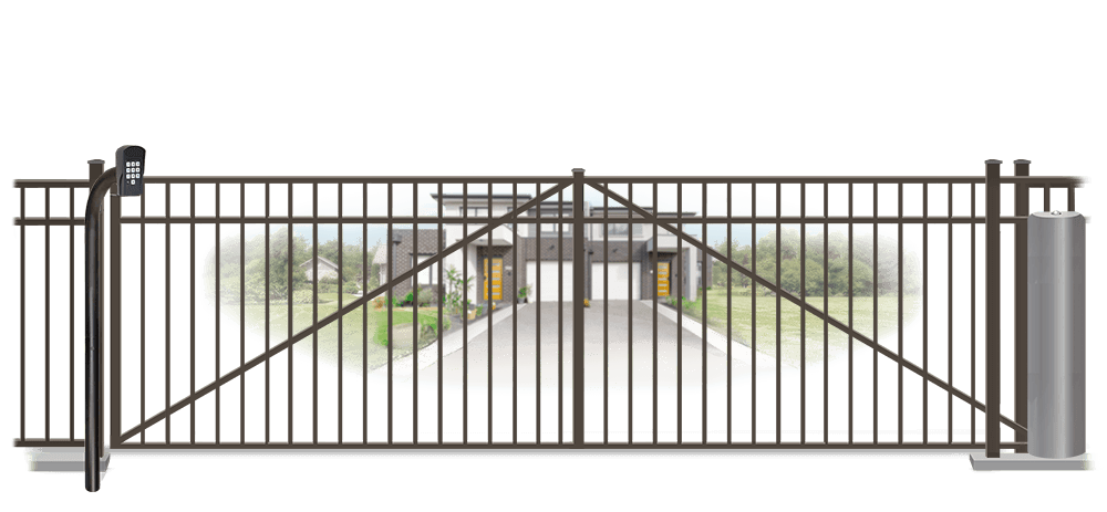 Metal sliding estate gate in closed position