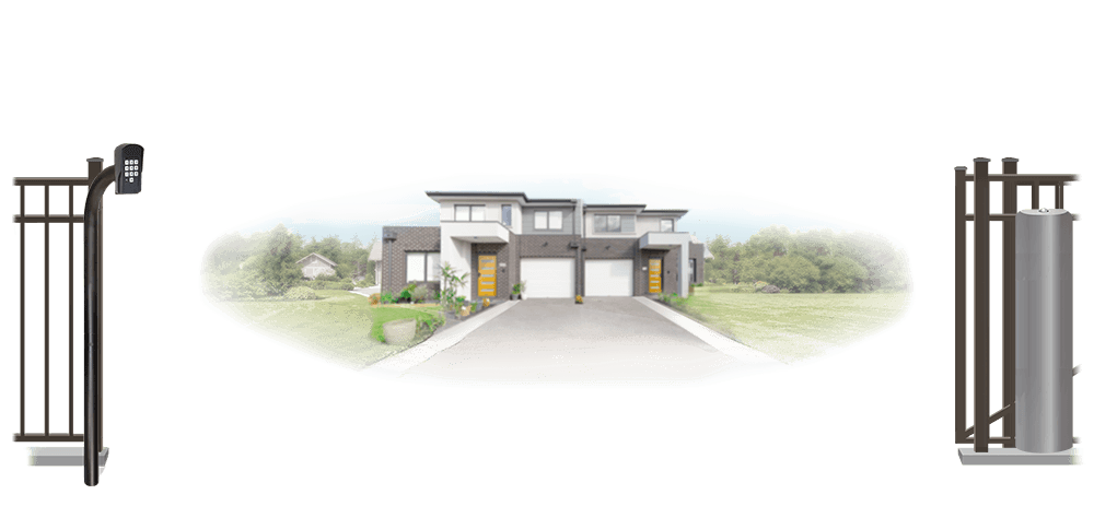 Metal sliding estate gate in open position
