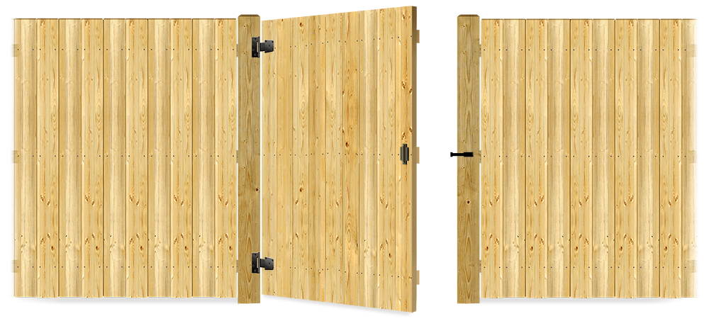 Wood gate in open position