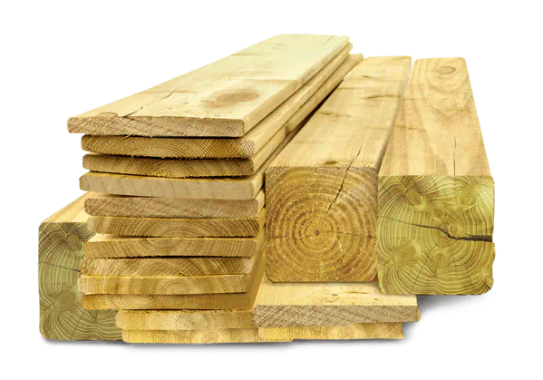 Pine boards and post fence materials