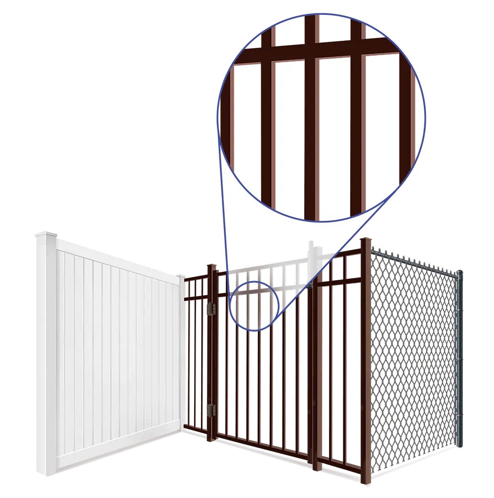 Detailed view of aluminum pool fence