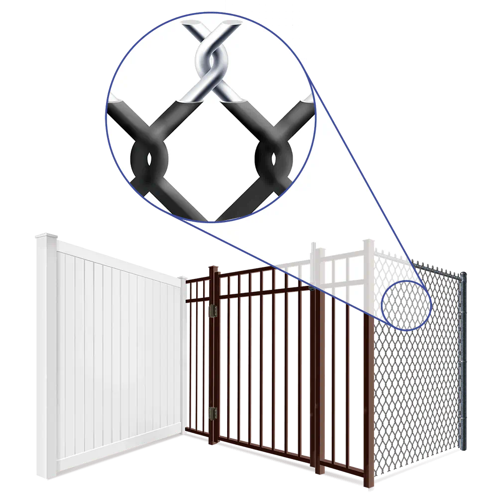 Detailed view of chain link pool fence