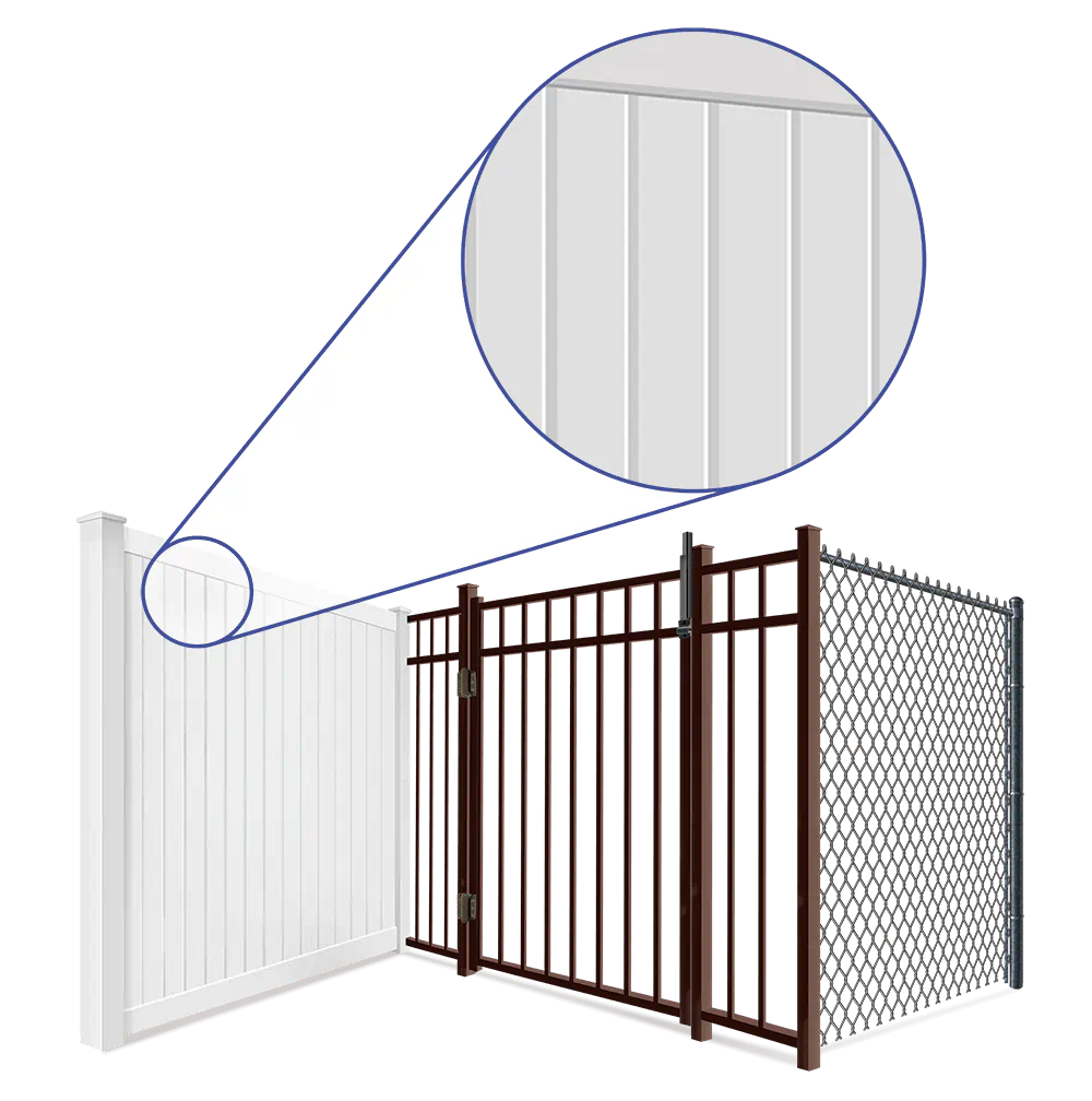 Detailed view of vinyl pool fence