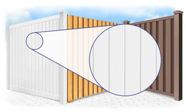 Detailed view of vinyl privacy fence