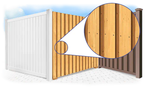 Detailed view of wood privacy fence