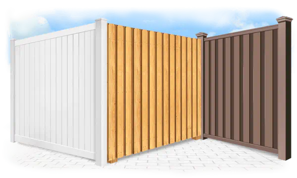 Privacy fences - From left to right vinyl, wood & composite