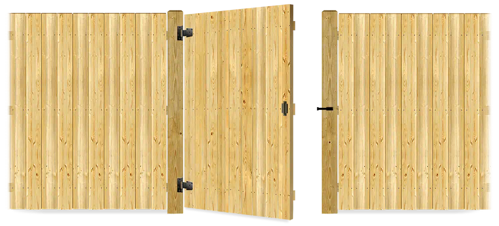 Wood gate in open position