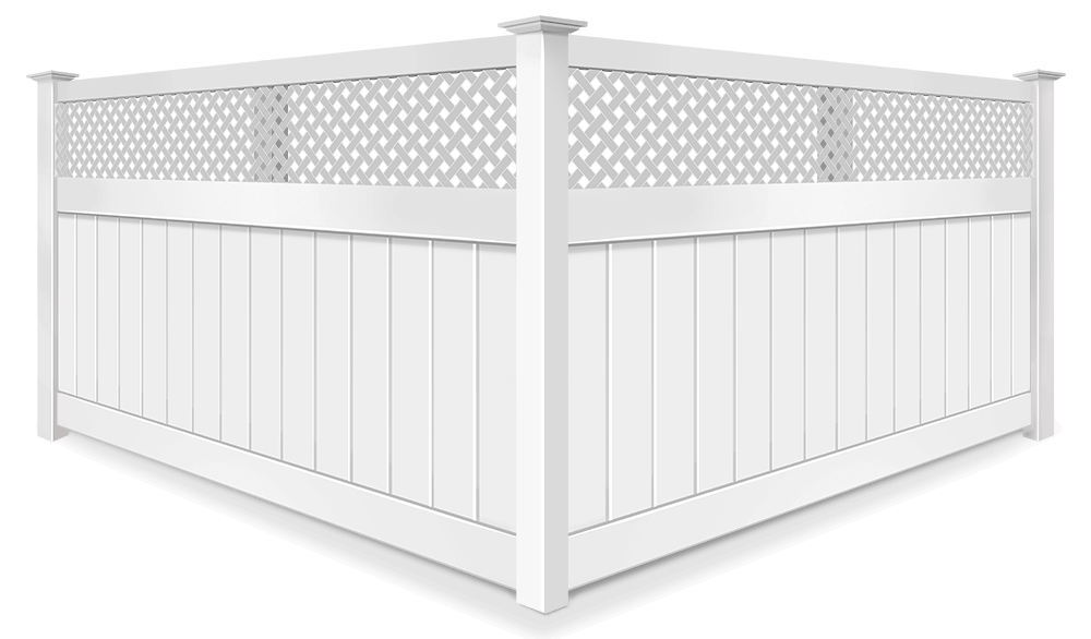 Decorative semi-privacy lattice top vinyl fence company in xxxREGION