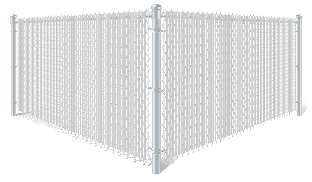 White commercial chain link fence with white privacy slats in xxxREGION