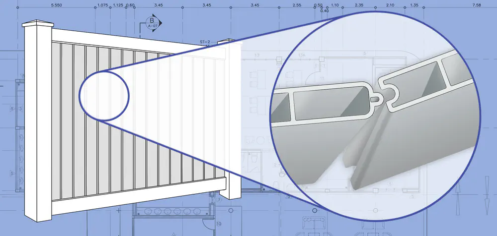Close up view of Vinyl fence Pickets