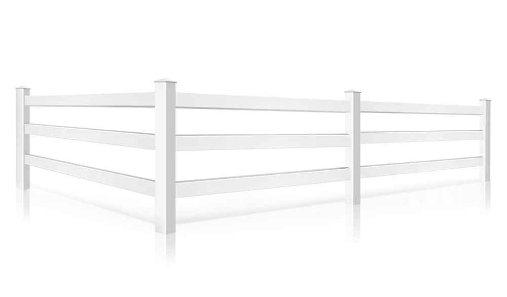 Vinyl rail fence with 3 rails