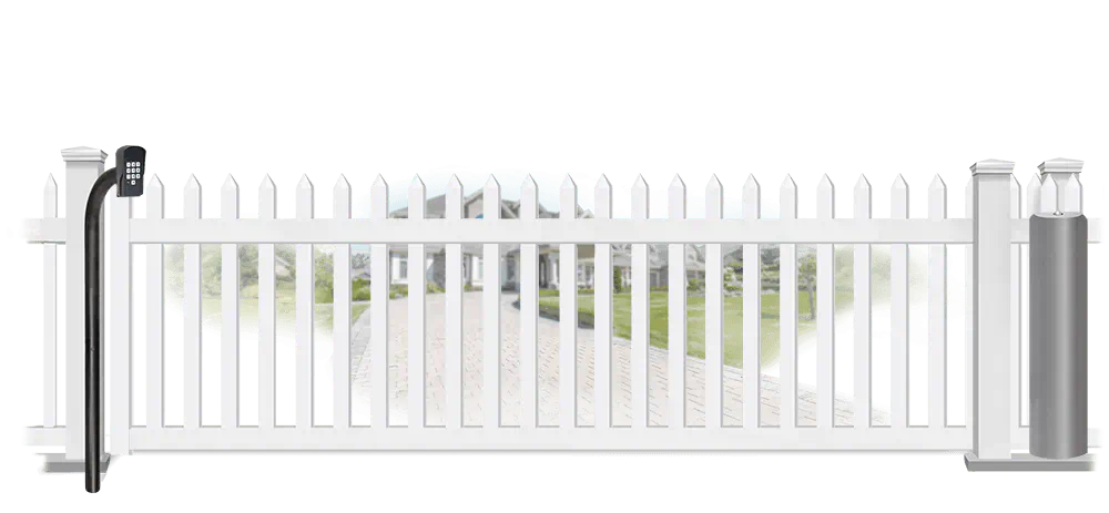Vinyl sliding estate gate in closed position
