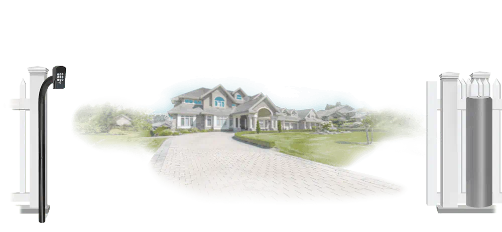 Vinyl sliding estate gate in open position