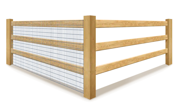 Post & Board wood fence with and without wire mesh