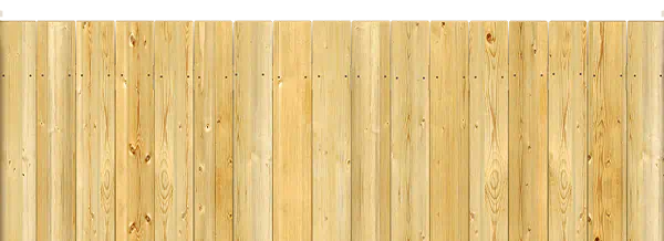 Close-up of a wood fence with a clean flat straight-cut top where all pickets are trimmed to the same even height