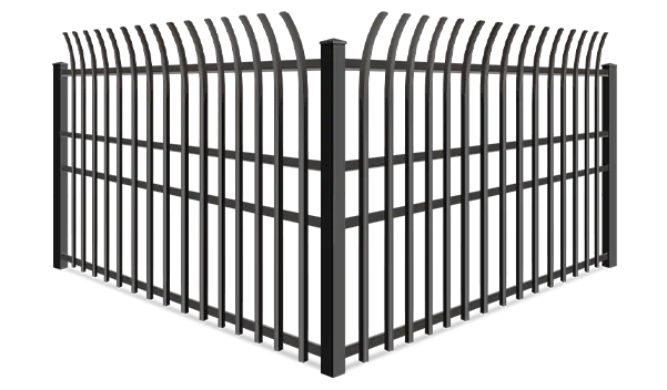 High Security Flat Top Curved Picket wrought iron fence