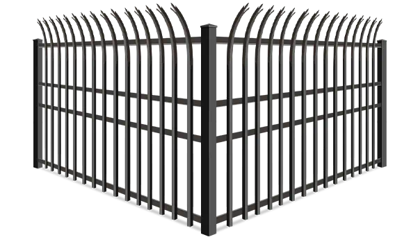 Curved Trident wrought iron fence