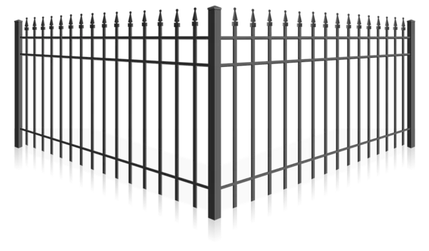 Quad Flare wrought iron fence