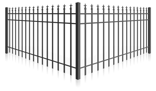 Wrought iron fence with trident finial